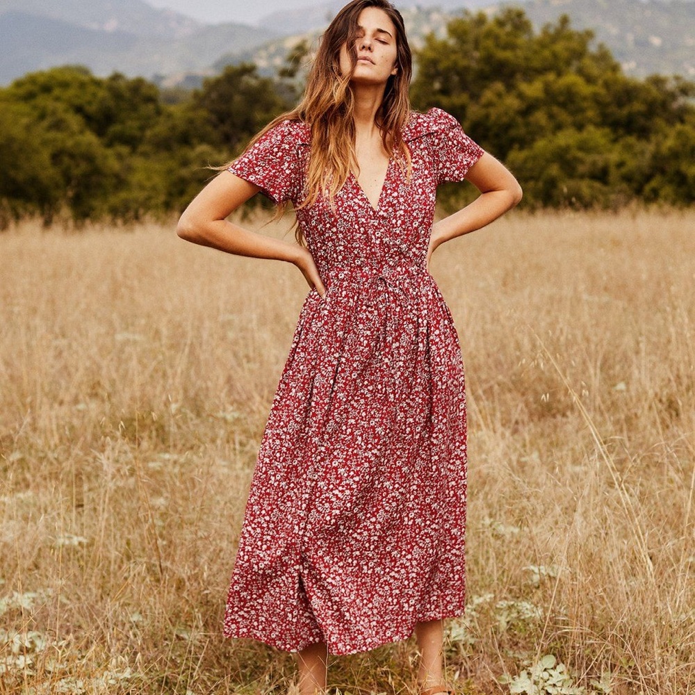Christy Dawn Red Floral Maxi Dress